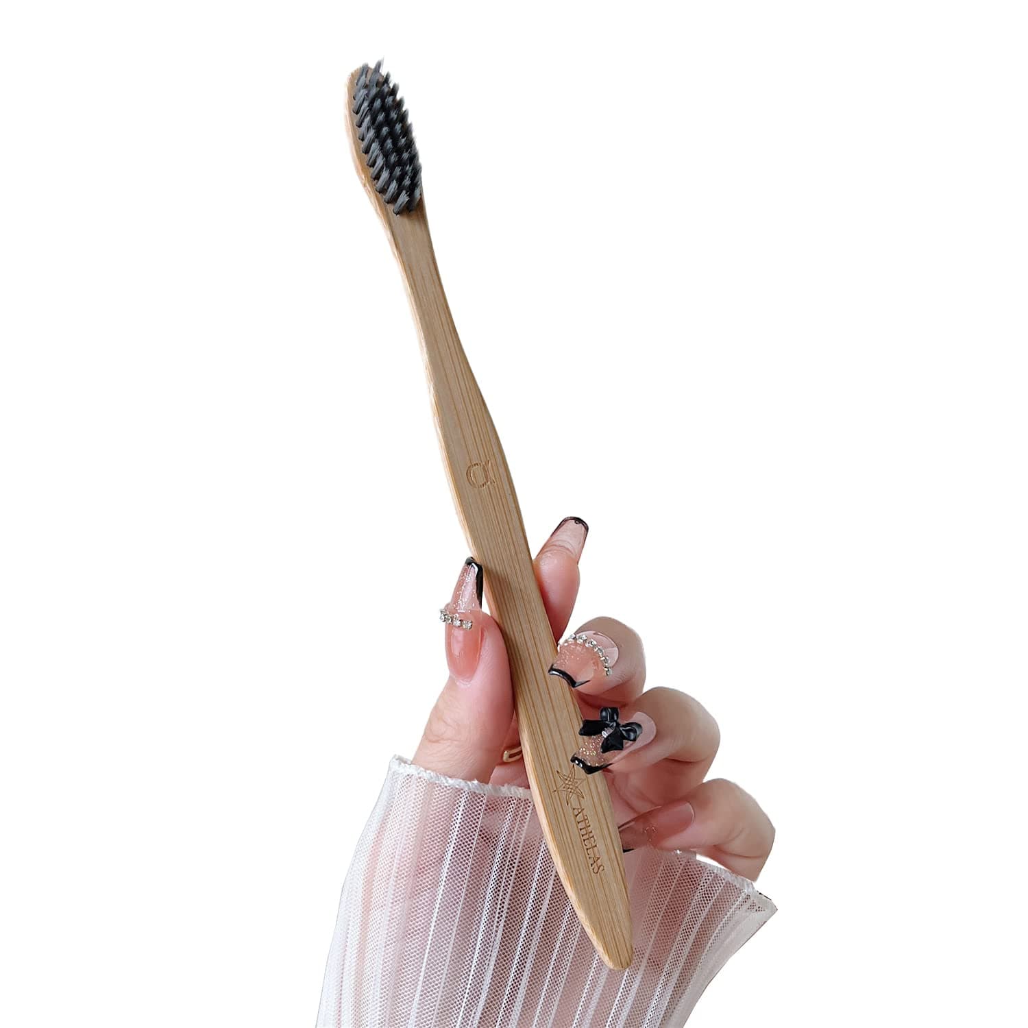 Eco-Friendly Bamboo Toothbrush for Adults | Soft BPA-Free Charcoal Bristles | Biodegradable Natural Bamboo Handle | Sustainable Wooden Tooth Brush